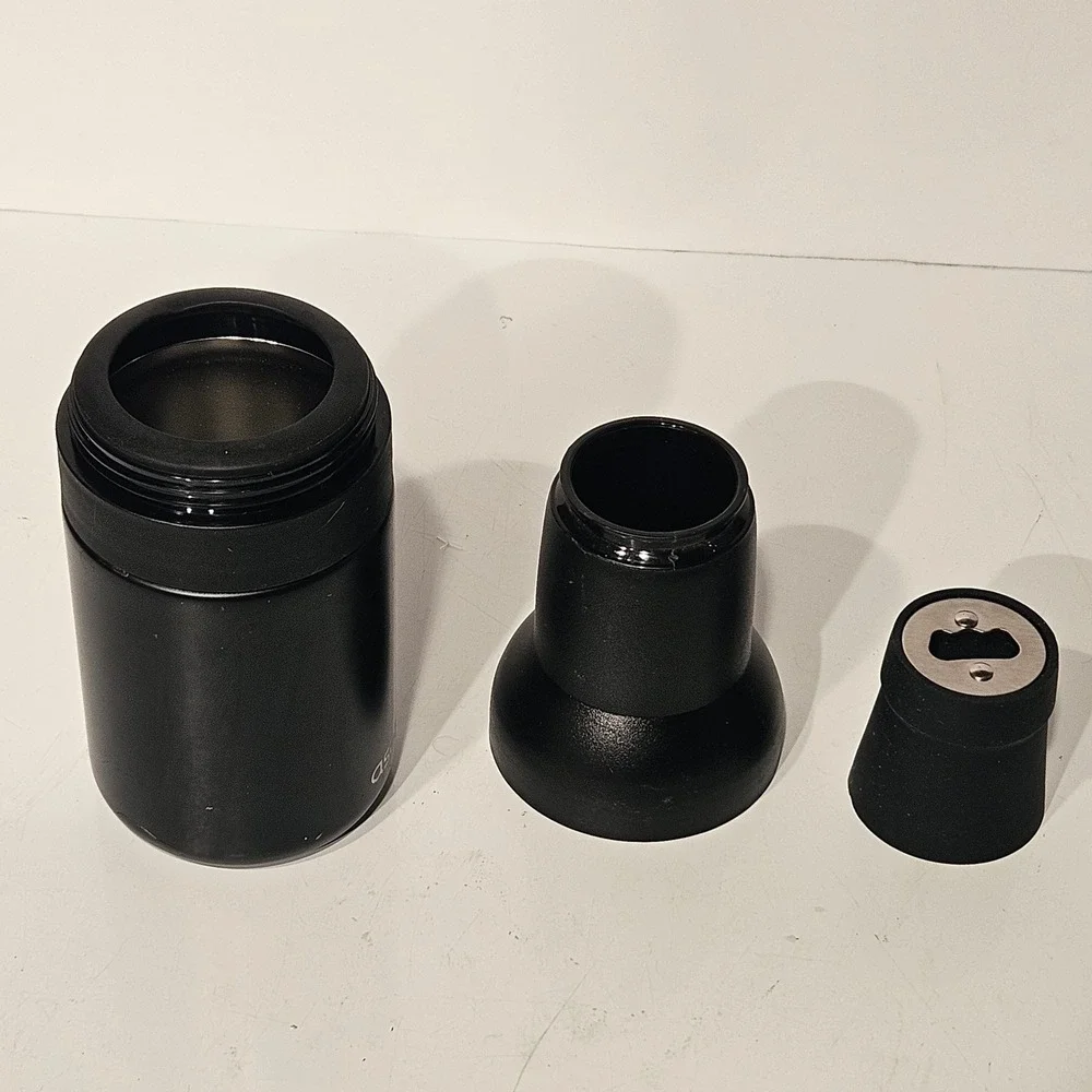 Asobu Frosty Beer 2 Go Vacuum Insulated Bottle Cooler Black 12oz Opener